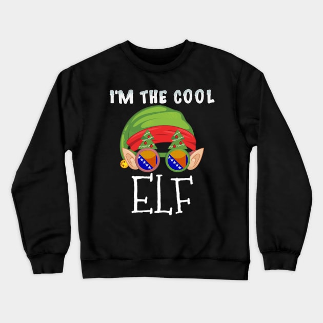 Christmas  I'm The Cool Bosnian Elf - Gift for Bosnian Herzegovinian From Bosnia And Herzegovina Crewneck Sweatshirt by Country Flags